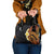 Hawaiian Tropical Plumeria Art Polynesian Tattoo Shoulder Handbag Black and Autumn Color Theme