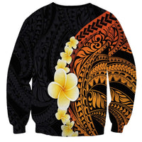 Hawaiian Tropical Plumeria Art Polynesian Tattoo Sweatshirt Black and Autumn Color Theme LT03 - Polynesian Pride