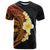 Hawaiian Tropical Plumeria Art Polynesian Tattoo T Shirt Black and Autumn Color Theme