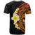 Hawaiian Tropical Plumeria Art Polynesian Tattoo T Shirt Black and Autumn Color Theme