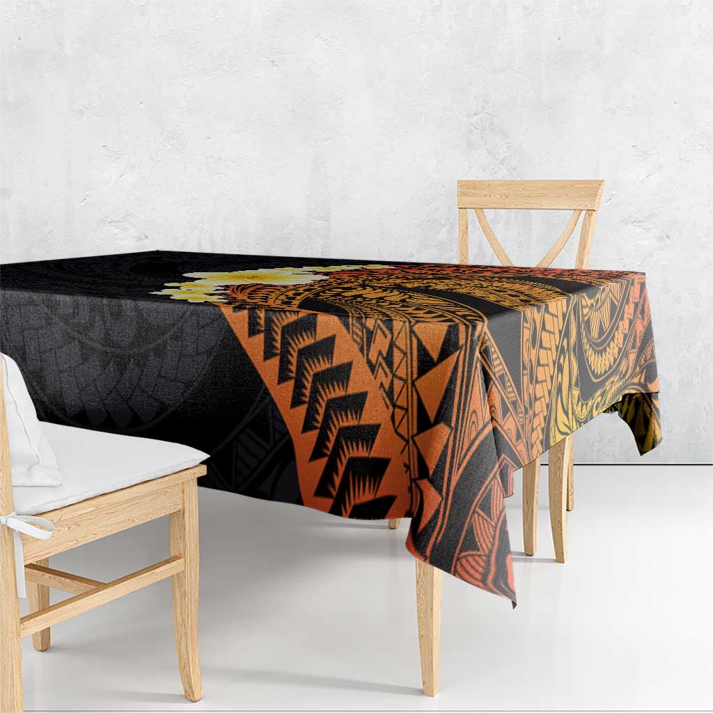 Hawaiian Tropical Plumeria Art Polynesian Tattoo Tablecloth Black and Autumn Color Theme LT03 - Polynesian Pride