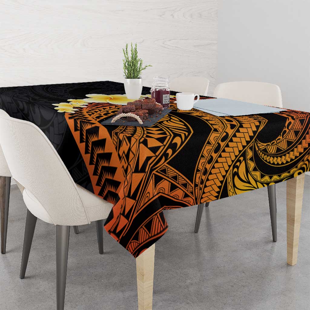 Hawaiian Tropical Plumeria Art Polynesian Tattoo Tablecloth Black and Autumn Color Theme LT03 - Polynesian Pride