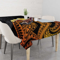 Hawaiian Tropical Plumeria Art Polynesian Tattoo Tablecloth Black and Autumn Color Theme LT03 - Polynesian Pride