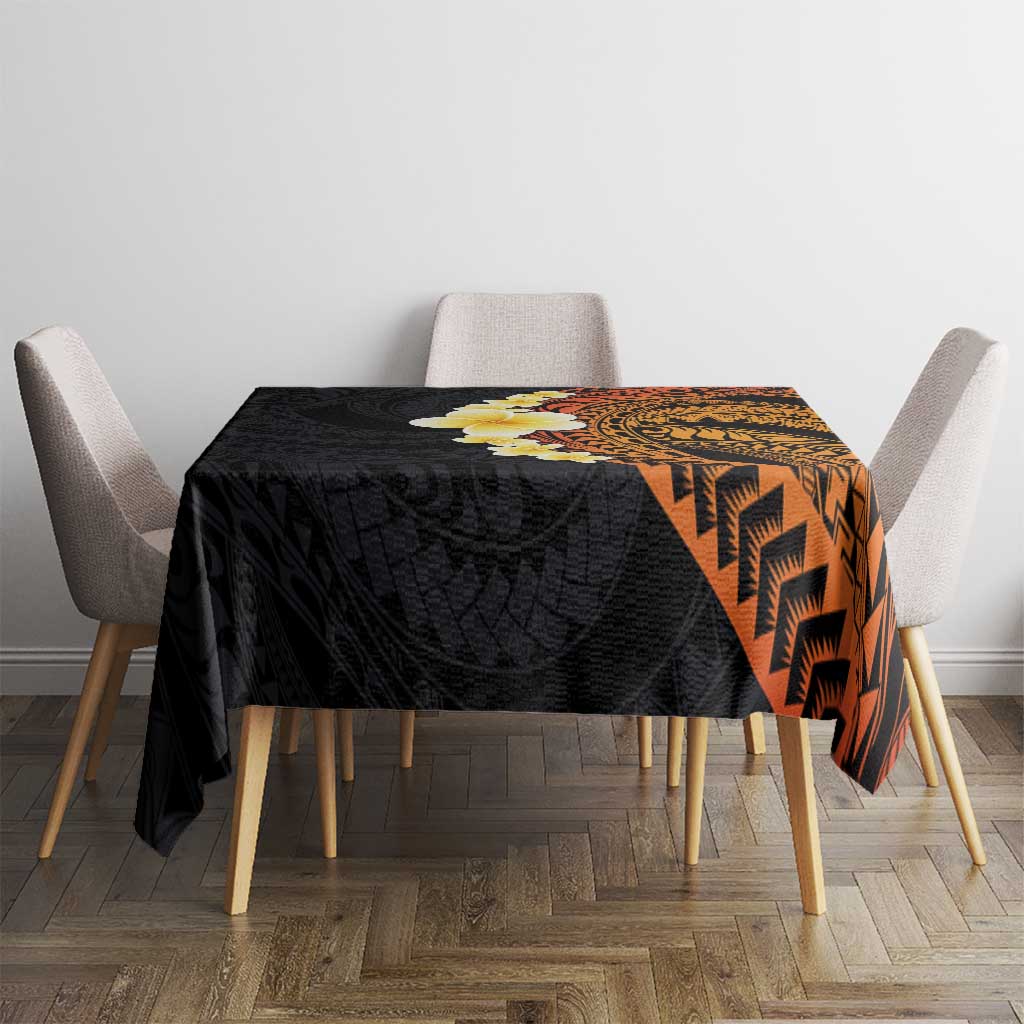 Hawaiian Tropical Plumeria Art Polynesian Tattoo Tablecloth Black and Autumn Color Theme LT03 - Polynesian Pride