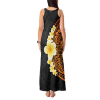 Hawaiian Tropical Plumeria Art Polynesian Tattoo Tank Maxi Dress Black and Autumn Color Theme LT03 - Polynesian Pride