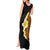 Hawaiian Tropical Plumeria Art Polynesian Tattoo Tank Maxi Dress Black and Autumn Color Theme