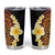 Hawaiian Tropical Plumeria Art Polynesian Tattoo Tumbler Cup Black and Autumn Color Theme