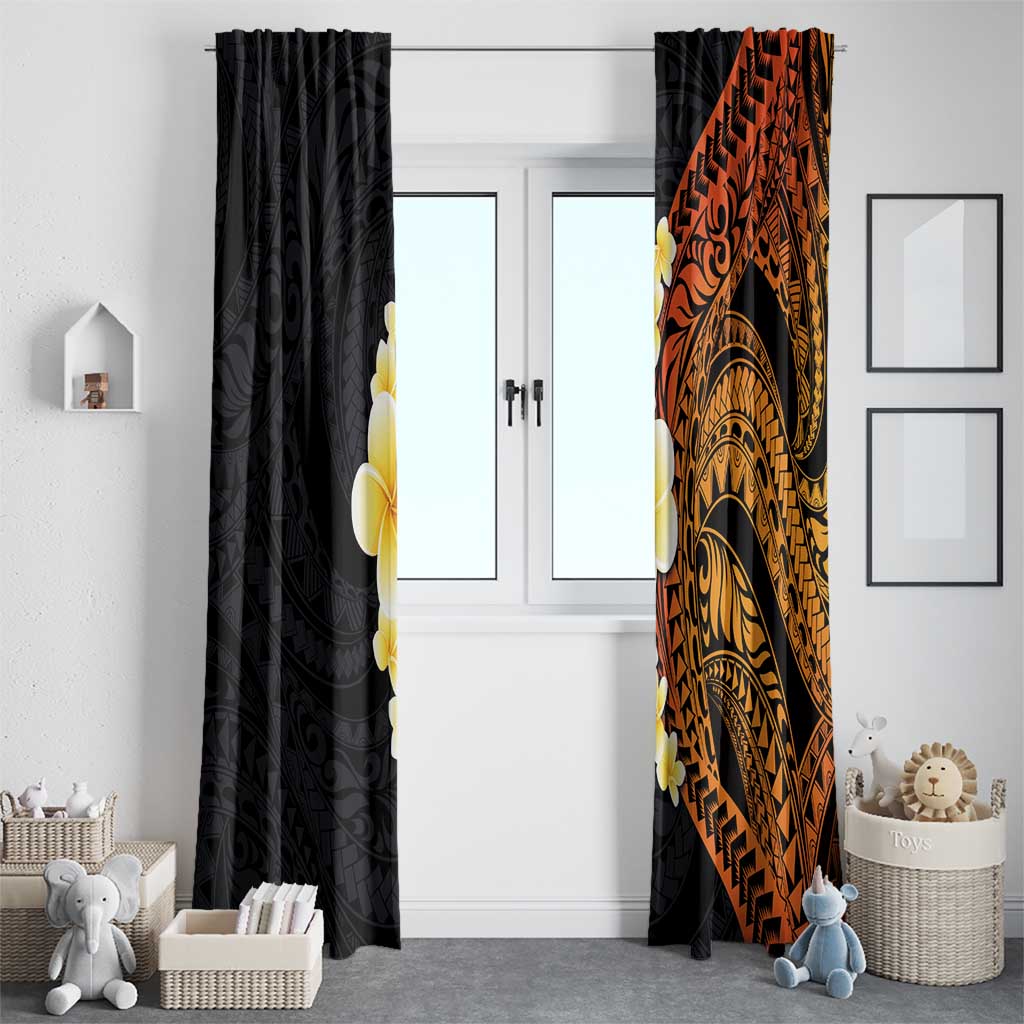 Hawaiian Tropical Plumeria Art Polynesian Tattoo Window Curtain Black and Autumn Color Theme LT03 - Polynesian Pride