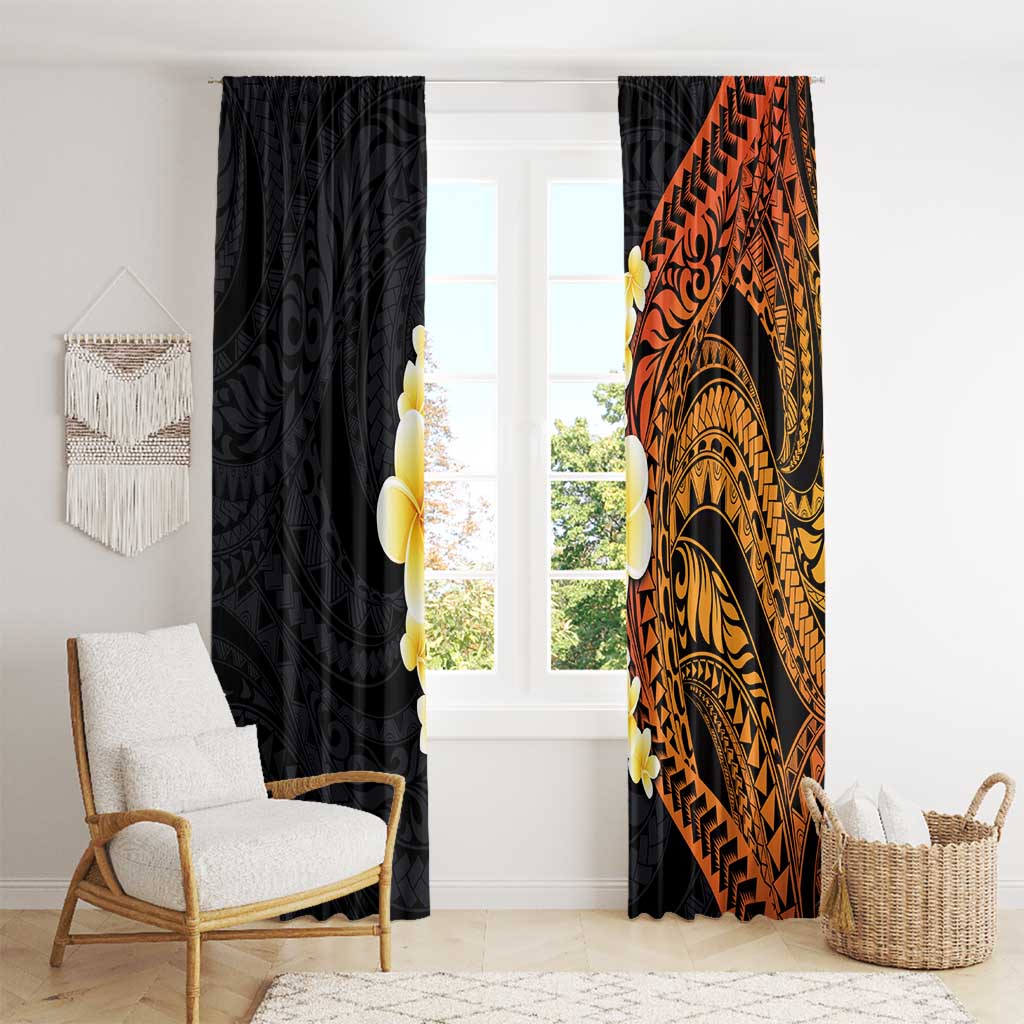 Hawaiian Tropical Plumeria Art Polynesian Tattoo Window Curtain Black and Autumn Color Theme LT03 - Polynesian Pride