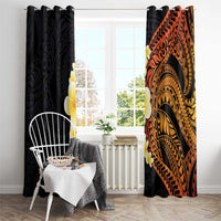 Hawaiian Tropical Plumeria Art Polynesian Tattoo Window Curtain Black and Autumn Color Theme LT03 - Polynesian Pride