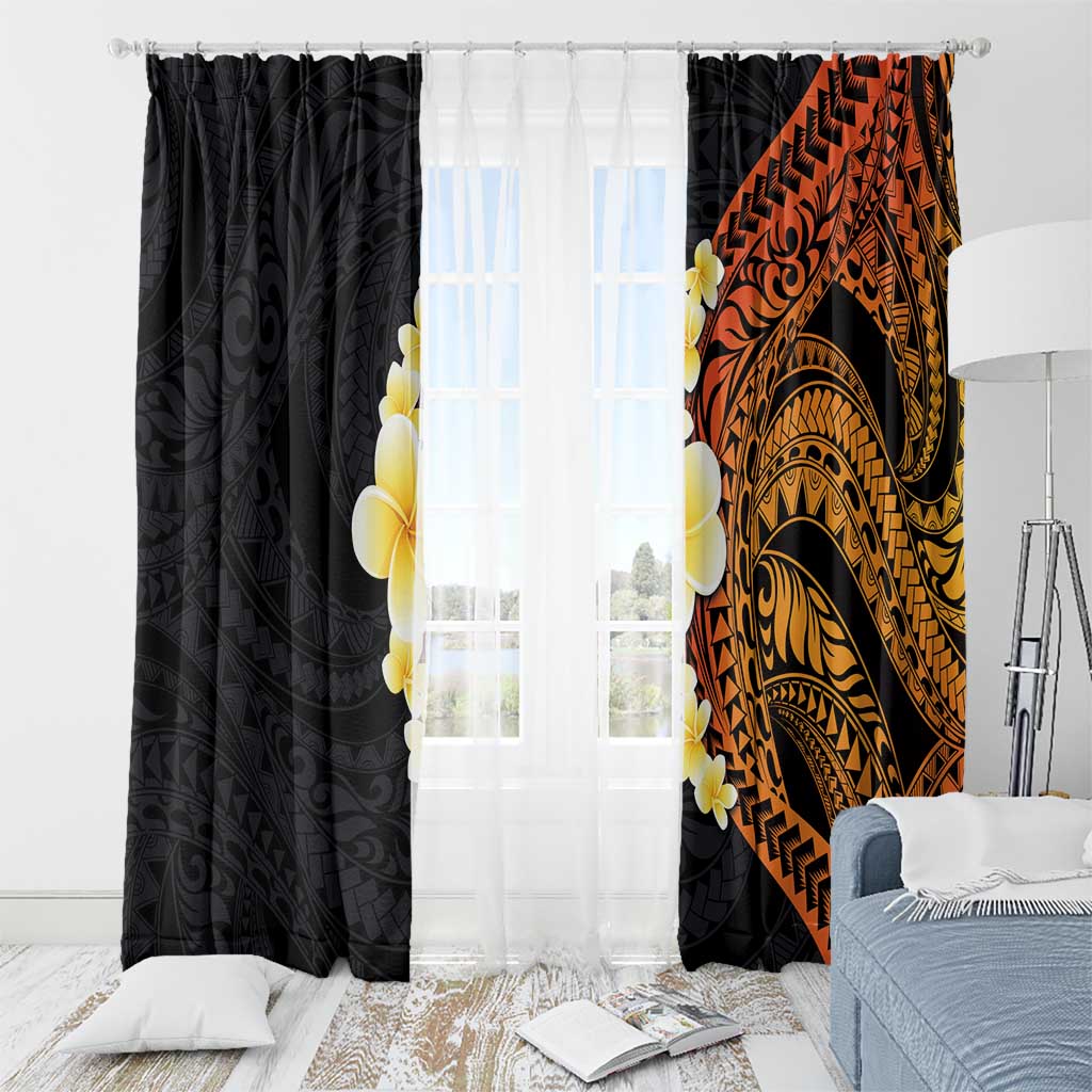 Hawaiian Tropical Plumeria Art Polynesian Tattoo Window Curtain Black and Autumn Color Theme LT03 - Polynesian Pride