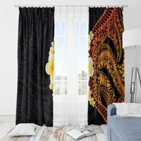 Hawaiian Tropical Plumeria Art Polynesian Tattoo Window Curtain Black and Autumn Color Theme LT03 - Polynesian Pride
