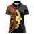 Hawaiian Tropical Plumeria Art Polynesian Tattoo Women Polo Shirt Black and Autumn Color Theme