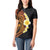 Hawaiian Tropical Plumeria Art Polynesian Tattoo Women Polo Shirt Black and Autumn Color Theme