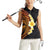 Hawaiian Tropical Plumeria Art Polynesian Tattoo Women Sleeveless Polo Shirt Black and Autumn Color Theme