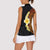 Hawaiian Tropical Plumeria Art Polynesian Tattoo Women Sleeveless Polo Shirt Black and Autumn Color Theme