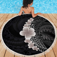 Hawaiian Tropical Plumeria Art Polynesian Tattoo Beach Blanket Grayscale Color LT03 - Polynesian Pride