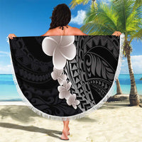 Hawaiian Tropical Plumeria Art Polynesian Tattoo Beach Blanket Grayscale Color LT03 - Polynesian Pride