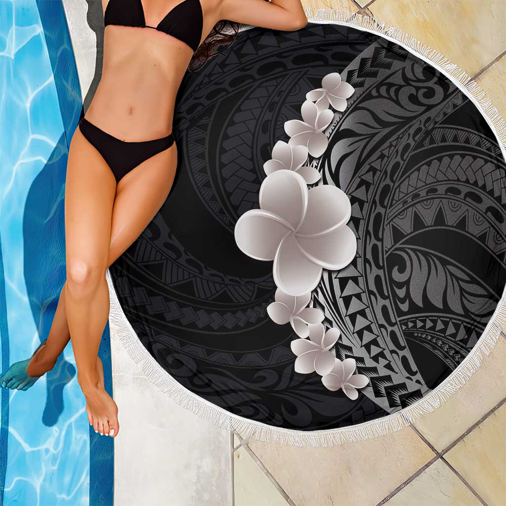 Hawaiian Tropical Plumeria Art Polynesian Tattoo Beach Blanket Grayscale Color LT03 - Polynesian Pride