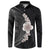 Hawaiian Tropical Plumeria Art Polynesian Tattoo Button Sweatshirt Grayscale Color