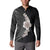 Hawaiian Tropical Plumeria Art Polynesian Tattoo Button Sweatshirt Grayscale Color