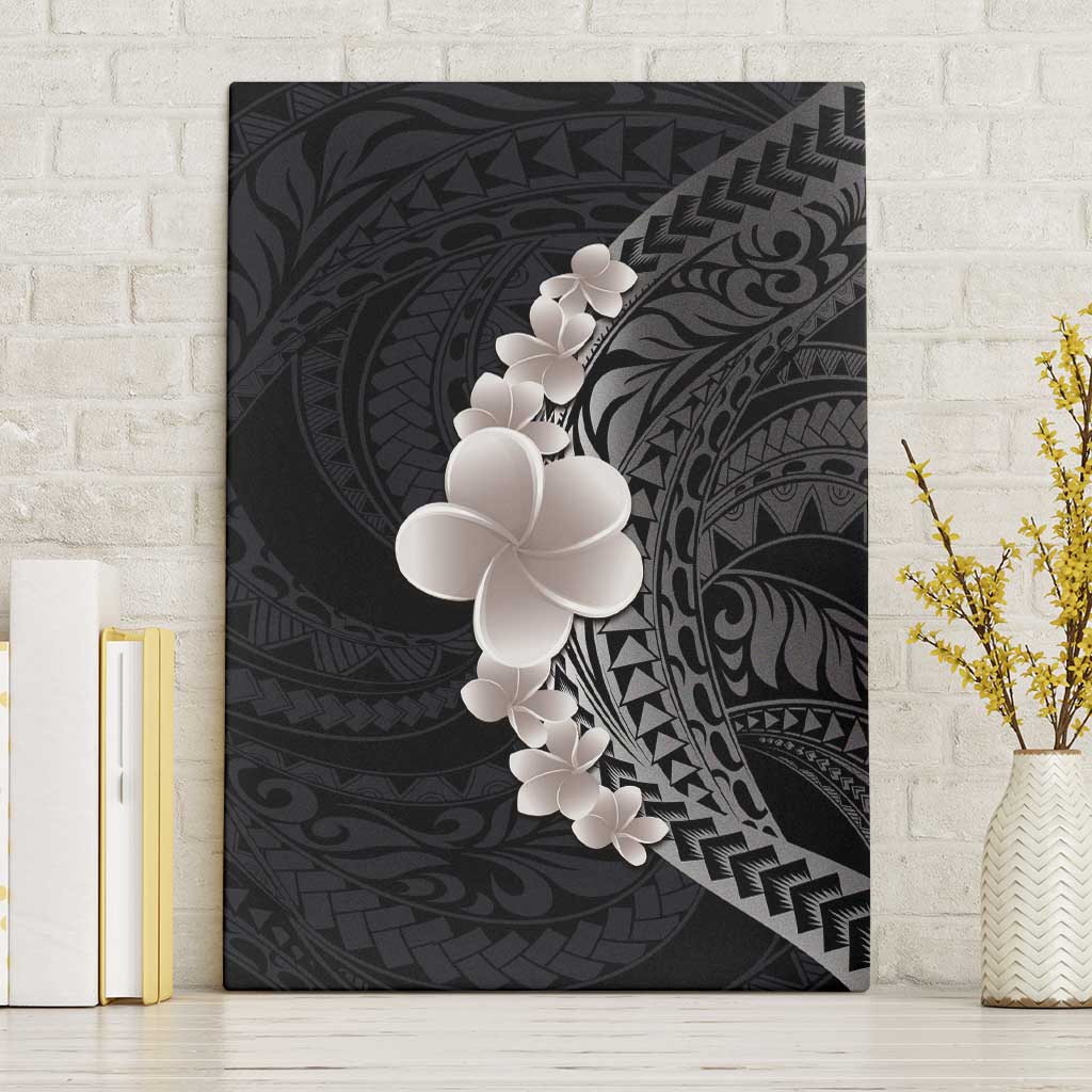 Hawaiian Tropical Plumeria Art Polynesian Tattoo Canvas Wall Art Grayscale Color