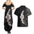 Hawaiian Tropical Plumeria Art Polynesian Tattoo Couples Matching Summer Maxi Dress and Hawaiian Shirt Grayscale Color