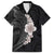 Hawaiian Tropical Plumeria Art Polynesian Tattoo Family Matching Long Sleeve Bodycon Dress and Hawaiian Shirt Grayscale Color