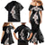 Hawaiian Tropical Plumeria Art Polynesian Tattoo Family Matching Mermaid Dress and Hawaiian Shirt Grayscale Color