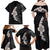 Hawaiian Tropical Plumeria Art Polynesian Tattoo Family Matching Off Shoulder Maxi Dress and Hawaiian Shirt Grayscale Color