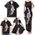 Hawaiian Tropical Plumeria Art Polynesian Tattoo Family Matching Tank Maxi Dress and Hawaiian Shirt Grayscale Color