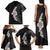 Hawaiian Tropical Plumeria Art Polynesian Tattoo Family Matching Tank Maxi Dress and Hawaiian Shirt Grayscale Color