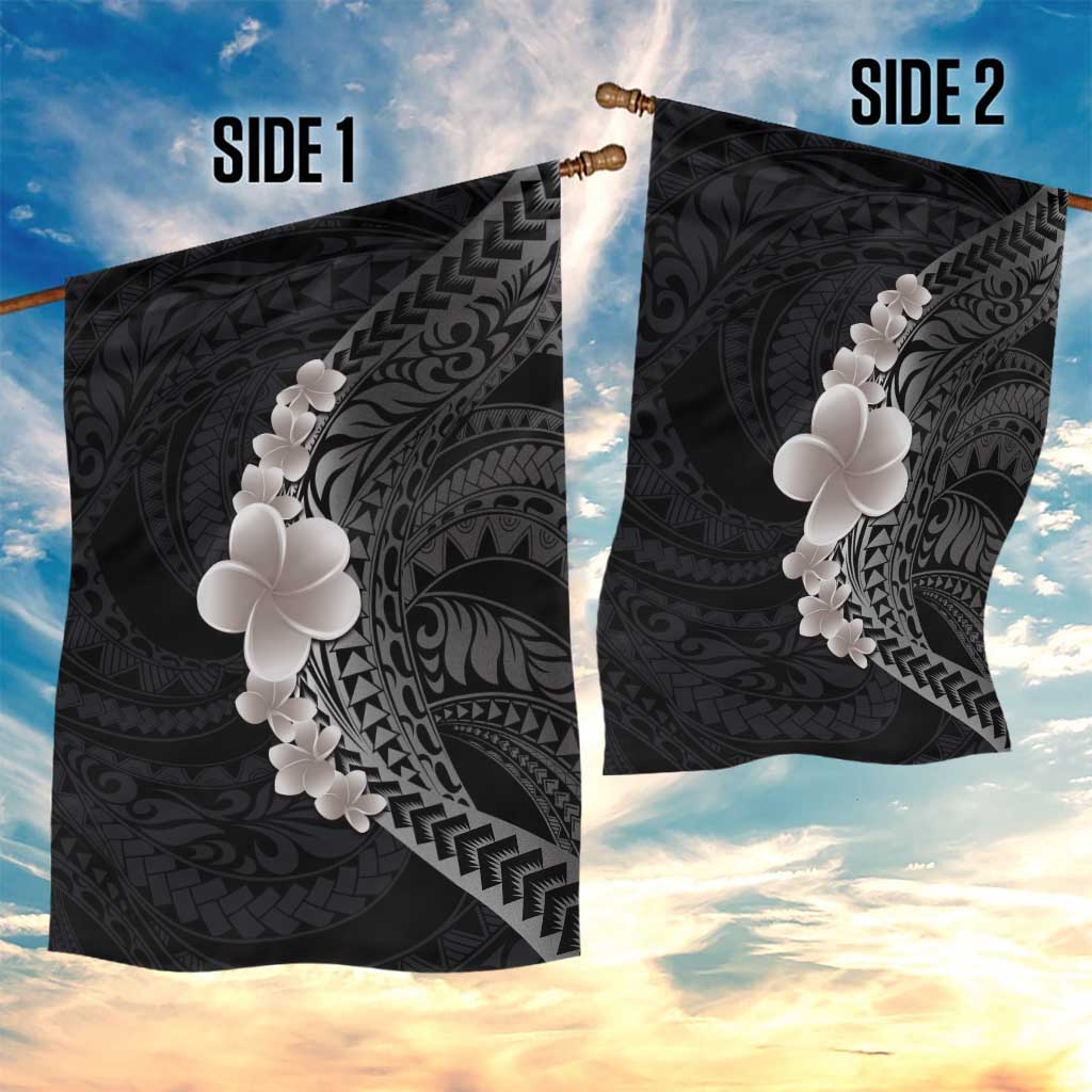 Hawaiian Tropical Plumeria Art Polynesian Tattoo Garden Flag Grayscale Color LT03 - Polynesian Pride
