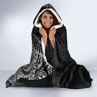 Hawaiian Tropical Plumeria Art Polynesian Tattoo Hooded Blanket Grayscale Color LT03 - Polynesian Pride