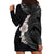 Hawaiian Tropical Plumeria Art Polynesian Tattoo Hoodie Dress Grayscale Color