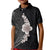 Hawaiian Tropical Plumeria Art Polynesian Tattoo Kid Polo Shirt Grayscale Color