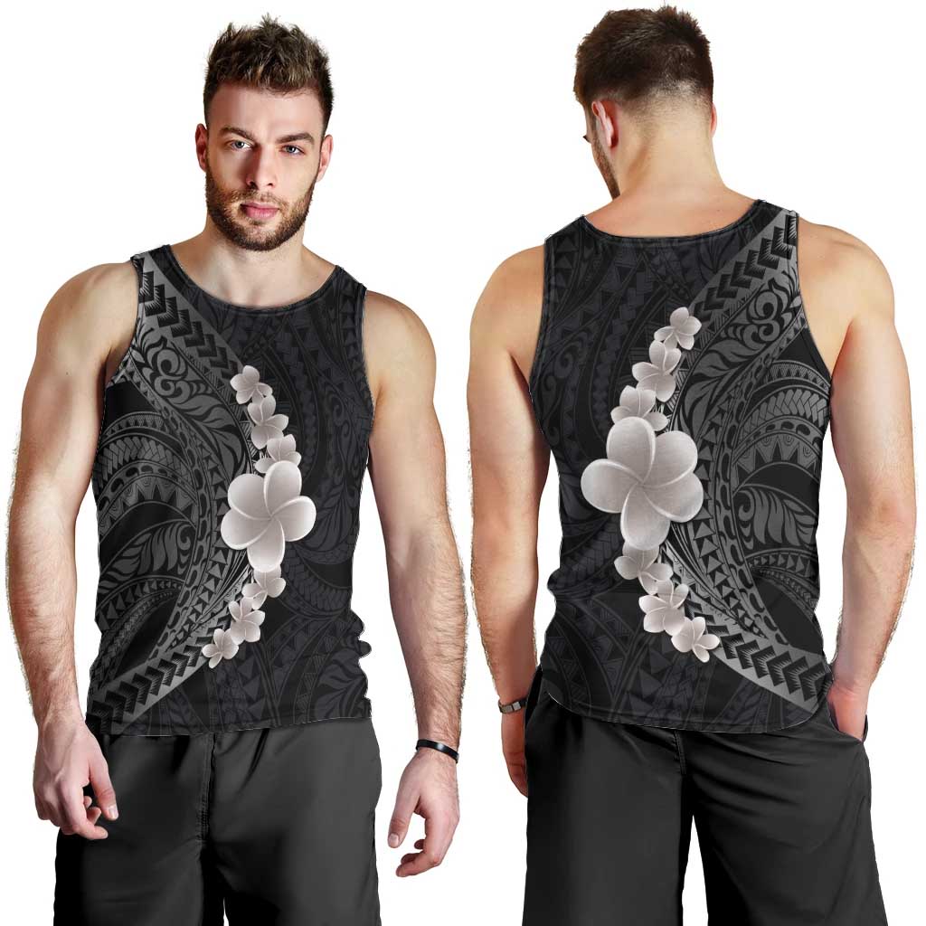 Hawaiian Tropical Plumeria Art Polynesian Tattoo Men Tank Top Grayscale Color LT03 - Polynesian Pride