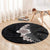 Hawaiian Tropical Plumeria Art Polynesian Tattoo Round Carpet Grayscale Color