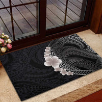 Hawaiian Tropical Plumeria Art Polynesian Tattoo Rubber Doormat Grayscale Color LT03 - Polynesian Pride