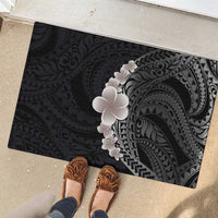 Hawaiian Tropical Plumeria Art Polynesian Tattoo Rubber Doormat Grayscale Color LT03 - Polynesian Pride