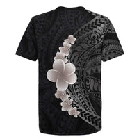 Hawaiian Tropical Plumeria Art Polynesian Tattoo Rugby Jersey Grayscale Color LT03 - Polynesian Pride