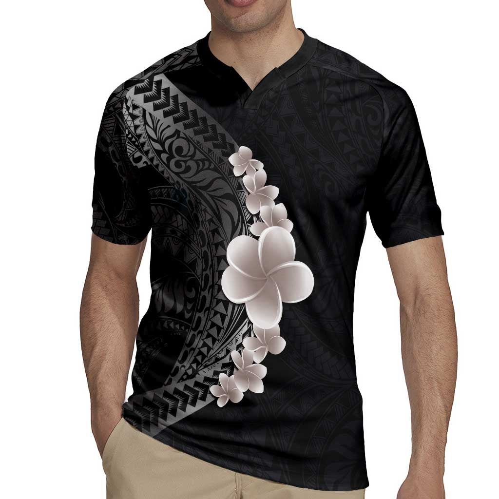 Hawaiian Tropical Plumeria Art Polynesian Tattoo Rugby Jersey Grayscale Color LT03 - Polynesian Pride