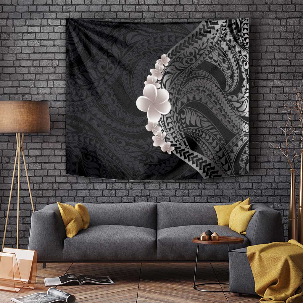 Hawaiian Tropical Plumeria Art Polynesian Tattoo Tapestry Grayscale Color LT03 - Polynesian Pride