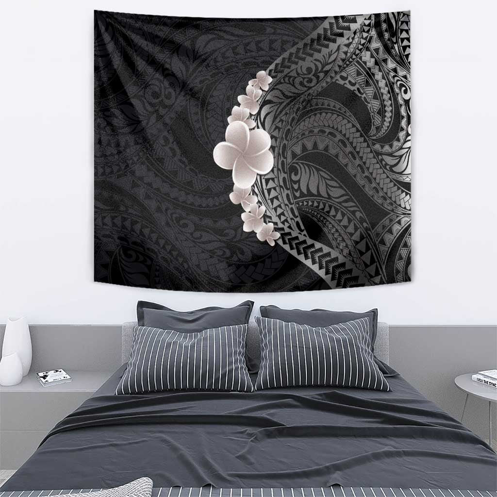 Hawaiian Tropical Plumeria Art Polynesian Tattoo Tapestry Grayscale Color LT03 - Polynesian Pride