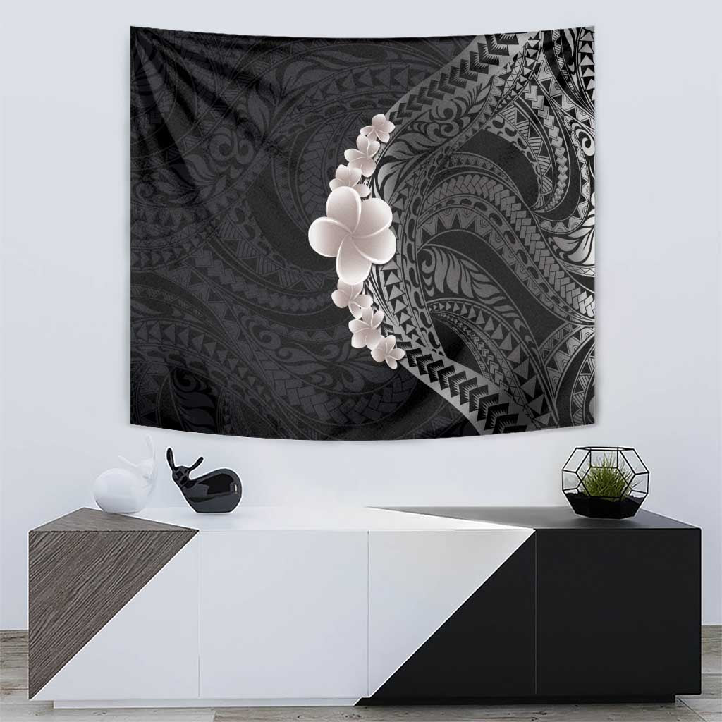 Hawaiian Tropical Plumeria Art Polynesian Tattoo Tapestry Grayscale Color LT03 - Polynesian Pride