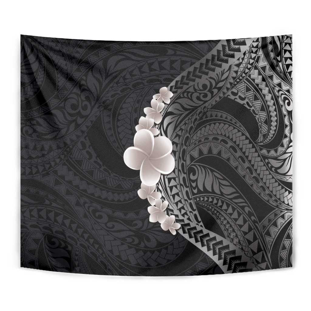 Hawaiian Tropical Plumeria Art Polynesian Tattoo Tapestry Grayscale Color LT03 - Polynesian Pride
