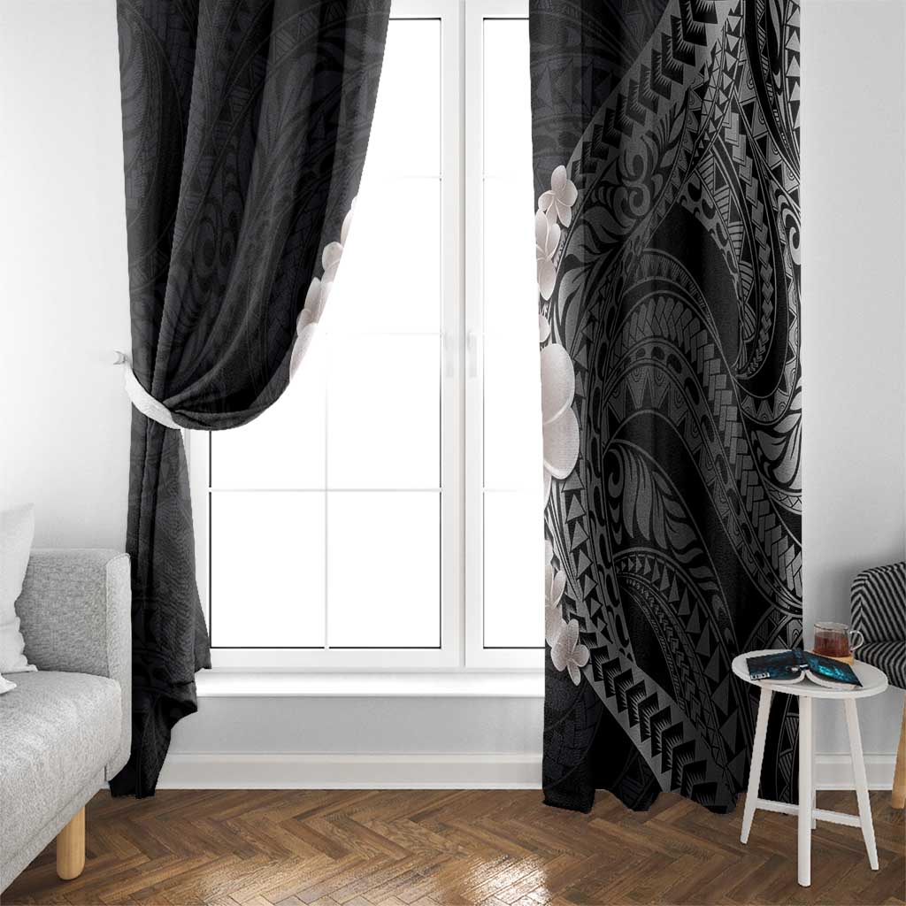 Hawaiian Tropical Plumeria Art Polynesian Tattoo Window Curtain Grayscale Color LT03 - Polynesian Pride