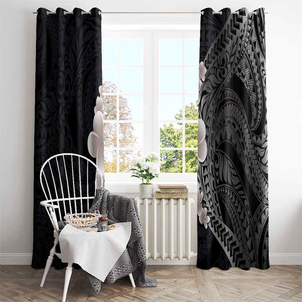 Hawaiian Tropical Plumeria Art Polynesian Tattoo Window Curtain Grayscale Color LT03 - Polynesian Pride