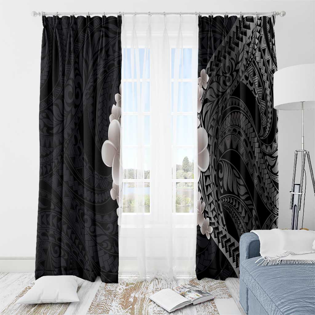 Hawaiian Tropical Plumeria Art Polynesian Tattoo Window Curtain Grayscale Color LT03 - Polynesian Pride