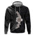 Hawaiian Tropical Plumeria Art Polynesian Tattoo Zip Hoodie Grayscale Color